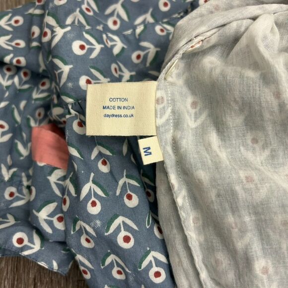 Daydress 100% Cotton Handwoven Blue Floral Button Midi Dress Medium Cottagecore - Picture 11 of 16